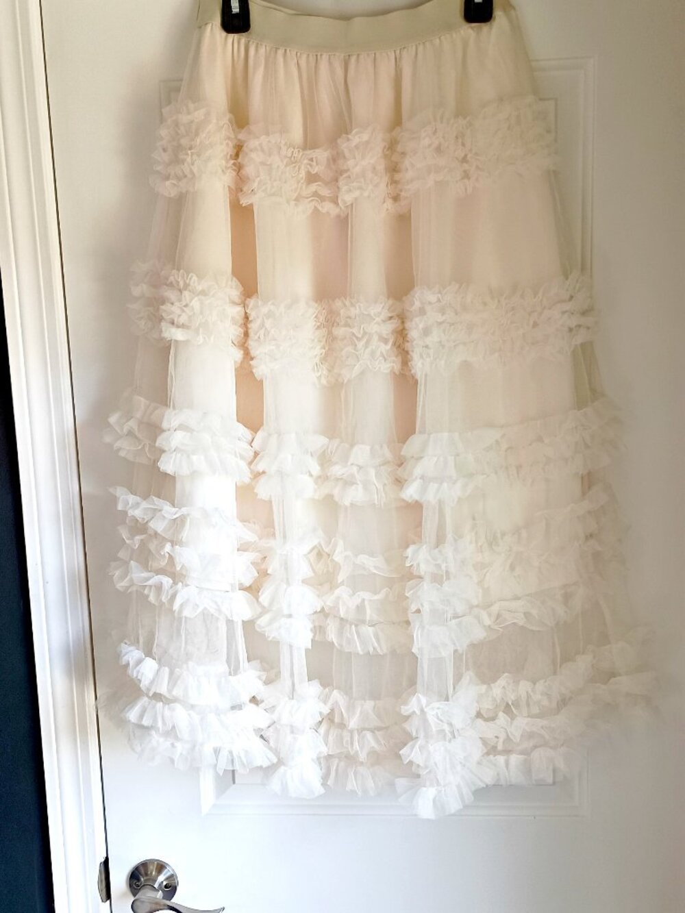 Romantic Cream Tiered Maxi Skirt with Ruffle Accents - Picture 6 of 6